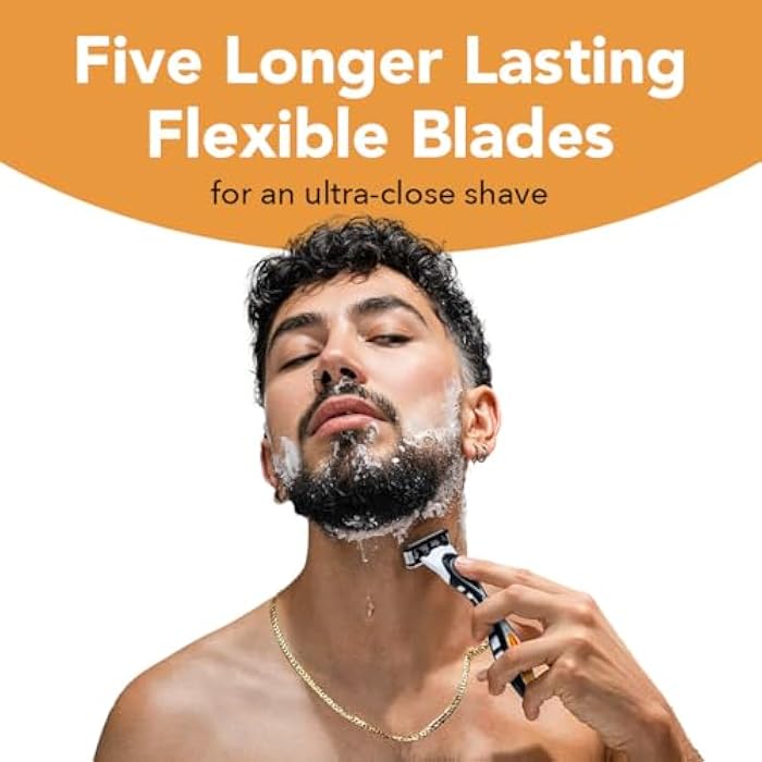BIC Flex 5 Refillable Razors for Men, Long-Lasting 5 Blade Razors Refills for a Smooth and Comfortable Shave, 8 Razor Cartridges - Image 5